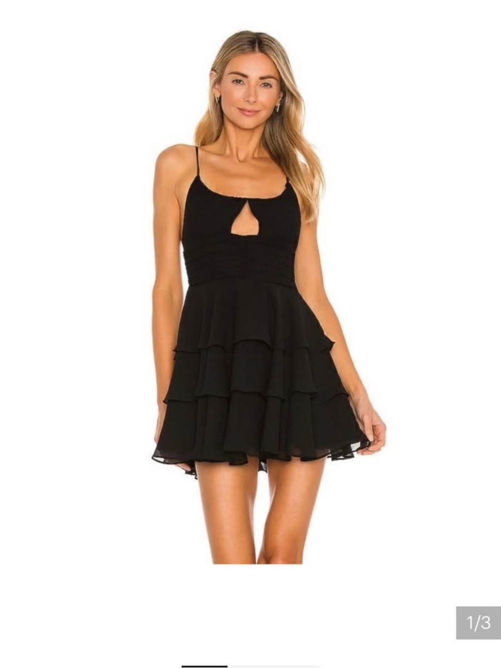 Michael Costello x Revolve Black Tiered Mini Dress